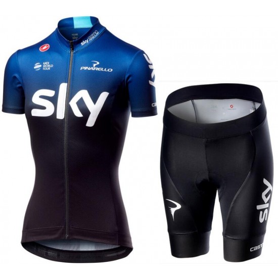 TEAM SKY 2019 Damen Fahrradbekleidung Radteamtrikot Kurzarm+Kurz Radhose EEUI1 TEAM SKY 2019 Damen Fahrradbekleidung Radteamtrikot Kurzarm+Kurz Radhose EEUI1
