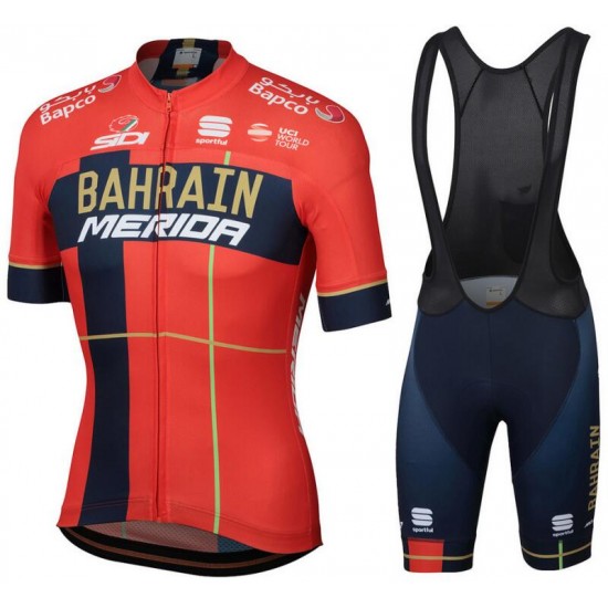 Team Bahrain Merida 2019 Fahrradbekleidung Radtrikot Satz Kurzarm+Kurz Trägerhose NPT8K Team Bahrain Merida 2019 Fahrradbekleidung Radtrikot Satz Kurzarm+Kurz Trägerhose NPT8K