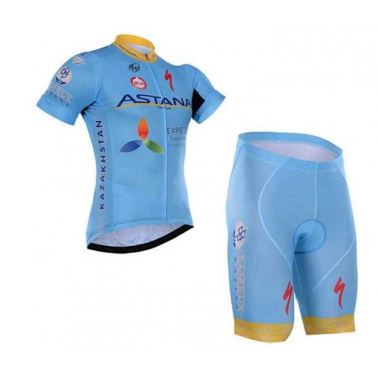 2016 ASTANA Fahrradbekleidung Radteamtrikot Kurzarm+Kurz Radhose blau KYQQ4 2016 ASTANA Fahrradbekleidung Radteamtrikot Kurzarm+Kurz Radhose blau KYQQ4