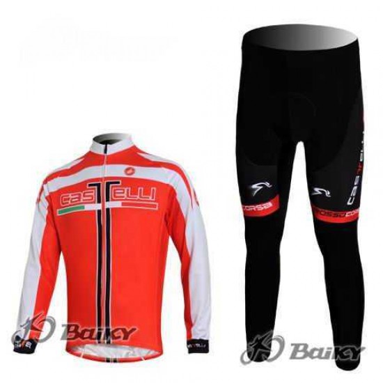 Castelli Fahrradtrikot Radbekleidung Langarm+Lang Fahrradhose Rot weiß SPJUM Castelli Fahrradtrikot Radbekleidung Langarm+Lang Fahrradhose Rot weiß SPJUM