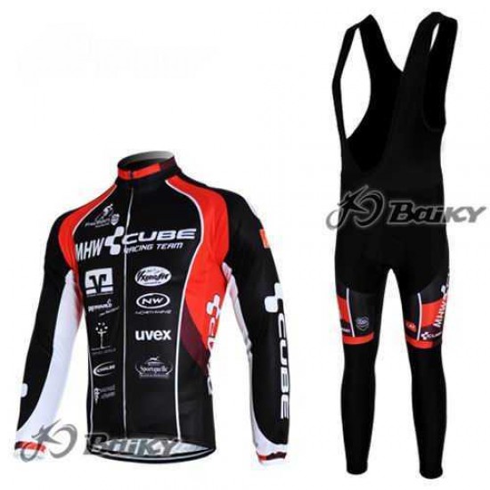 MHW Cube Racing Teams Fahrradtrikot Radbekleidung Langarm+Lang Fahrradhose Bib Rot Schwarz LJP8G MHW Cube Racing Teams Fahrradtrikot Radbekleidung Langarm+Lang Fahrradhose Bib Rot Schwarz LJP8G