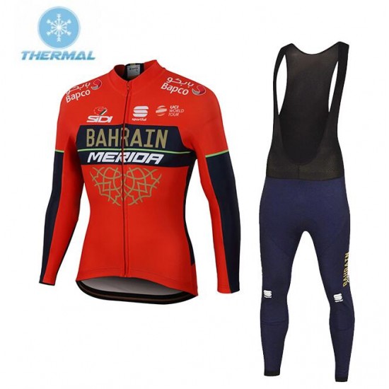 Bahrain Merida 2018 Winter Fahrradbekleidung Radtrikot Langarm+Lang Trägerhose 529RC Bahrain Merida 2018 Winter Fahrradbekleidung Radtrikot Langarm+Lang Trägerhose 529RC