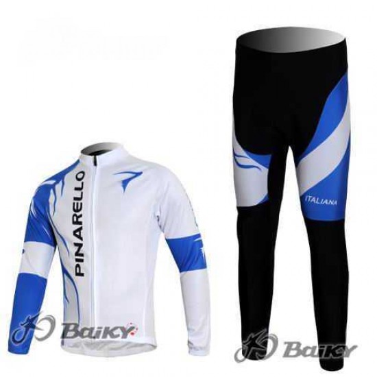 Pinarello Pro Team Fahrradbekleidung Radtrikot Satz Langarm und Lange Radhose weiß blau KAE3T Pinarello Pro Team Fahrradbekleidung Radtrikot Satz Langarm und Lange Radhose weiß blau KAE3T