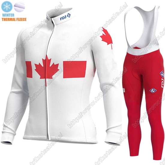 Canada FDJ Winter Thermal Fleece 2021 Fahrradbekleidung Radtrikot Langarm+Lang Trägerhose EGUCC Canada FDJ Winter Thermal Fleece 2021 Fahrradbekleidung Radtrikot Langarm+Lang Trägerhose EGUCC