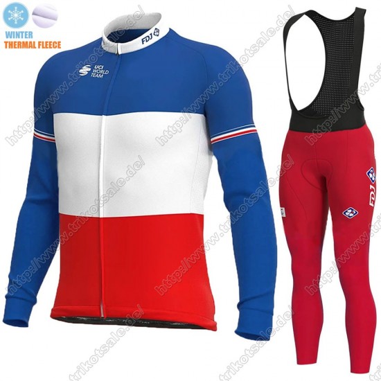 France FDJ Winter Thermal Fleece 2021 Fahrradbekleidung Radtrikot Langarm+Lang Trägerhose JRHGH France FDJ Winter Thermal Fleece 2021 Fahrradbekleidung Radtrikot Langarm+Lang Trägerhose JRHGH