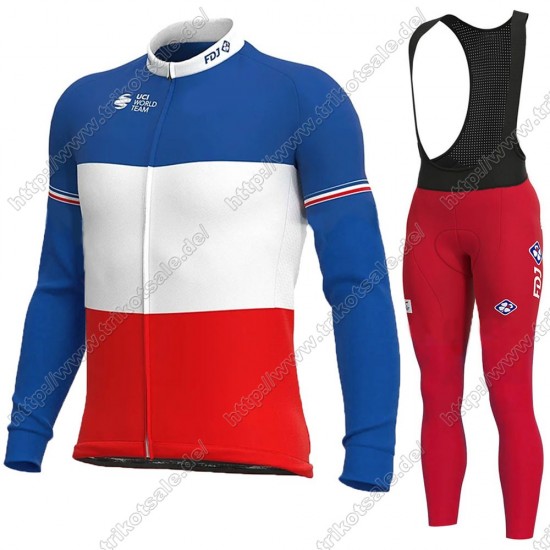 France FDJ 2021 Fahrradbekleidung Radtrikot Langarm+Lang Trägerhose PFAJL France FDJ 2021 Fahrradbekleidung Radtrikot Langarm+Lang Trägerhose PFAJL