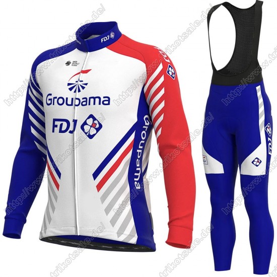 GROUPAMA FDJ 2021 Fahrradbekleidung Radtrikot Langarm+Lang Trägerhose FFEKR GROUPAMA FDJ 2021 Fahrradbekleidung Radtrikot Langarm+Lang Trägerhose FFEKR