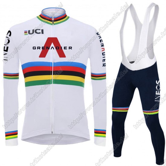 Team INEOS Grenadier UCI World Champion 2021 Herren Fahrradbekleidung Radtrikot Langarm+Lang Trägerhose HUULR Team INEOS Grenadier UCI World Champion 2021 Herren Fahrradbekleidung Radtrikot Langarm+Lang Trägerhose HUULR
