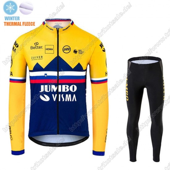 Winter Thermal Fleece Jumbo Visma 2021 SLOVAKIAN Fahrradbekleidung Radtrikot Langarm+Lang Trägerhose PKSED Winter Thermal Fleece Jumbo Visma 2021 SLOVAKIAN Fahrradbekleidung Radtrikot Langarm+Lang Trägerhose PKSED