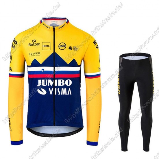 Jumbo Visma 2021 SLOVAKIAN Fahrradbekleidung Radtrikot Langarm+Lang Trägerhose BYXHS Jumbo Visma 2021 SLOVAKIAN Fahrradbekleidung Radtrikot Langarm+Lang Trägerhose BYXHS
