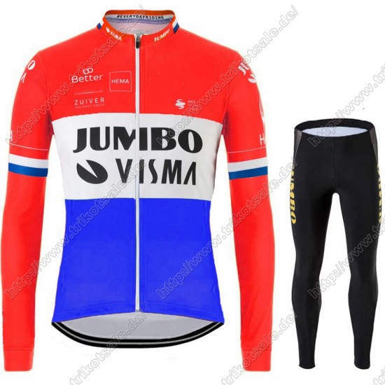 Jumbo Visma 2021 Dutch Fahrradbekleidung Radtrikot Langarm+Collant Cycliste MDBIU Jumbo Visma 2021 Dutch Fahrradbekleidung Radtrikot Langarm+Collant Cycliste MDBIU