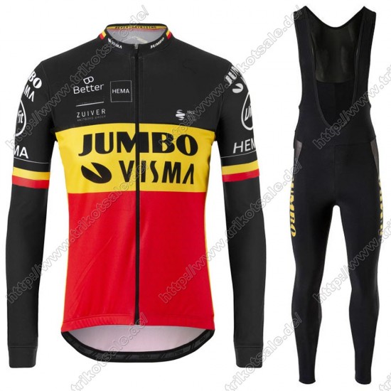 Jumbo Visma 2021 Belgium Fahrradbekleidung Radtrikot Langarm+Collant Cycliste XMRMO Jumbo Visma 2021 Belgium Fahrradbekleidung Radtrikot Langarm+Collant Cycliste XMRMO