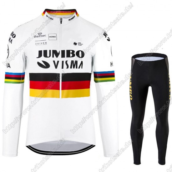 Jumbo Visma 2021 Germany Fahrradbekleidung Radtrikot Langarm+Collant Cycliste SLVRN Jumbo Visma 2021 Germany Fahrradbekleidung Radtrikot Langarm+Collant Cycliste SLVRN