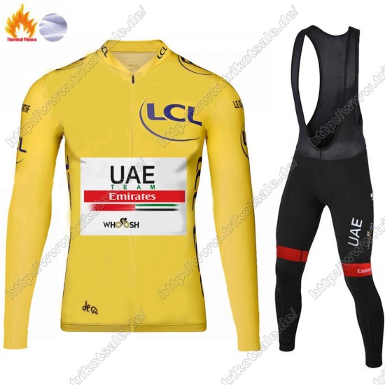 Winter Thermal Fleece UAE EMIRATES Tour De France 2021 Fahrradbekleidung Radtrikot Langarm+Lang Trägerhose YVQNS Winter Thermal Fleece UAE EMIRATES Tour De France 2021 Fahrradbekleidung Radtrikot Langarm+Lang Trägerhose YVQNS
