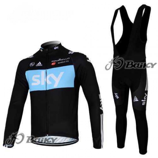 Sky Pinarello Pro Team Fahrradbekleidung Radteamtrikot Langarm+Lang Trägerhose Schwarz blau 92WVL Sky Pinarello Pro Team Fahrradbekleidung Radteamtrikot Langarm+Lang Trägerhose Schwarz blau 92WVL