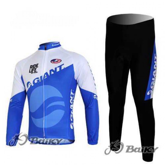 Giant Ride Life Fahrradbekleidung Set Langarmtrikot+Lange Radhose blau weiß 7HUKD Giant Ride Life Fahrradbekleidung Set Langarmtrikot+Lange Radhose blau weiß 7HUKD