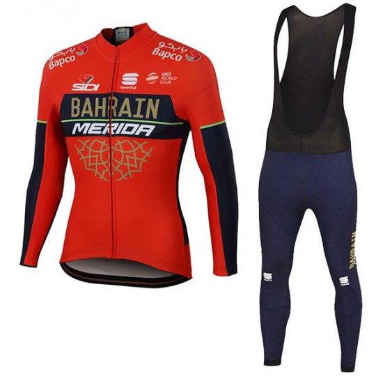 Bahrain Merida 2018 Fahrradbekleidung Set Langarmtrikot+Lange Trägerhose 9K5VU Bahrain Merida 2018 Fahrradbekleidung Set Langarmtrikot+Lange Trägerhose 9K5VU