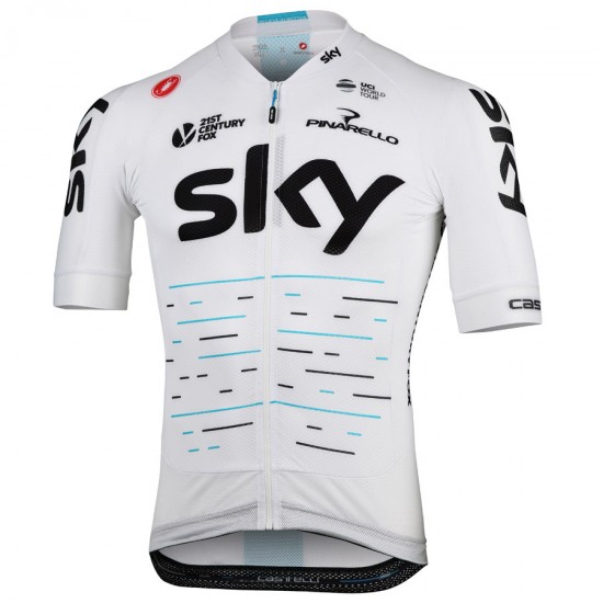Team Sky 2017 Aero Race Fahrradbekleidung Radtrikot weiß 8SH99 Team Sky 2017 Aero Race Fahrradbekleidung Radtrikot weiß 8SH99