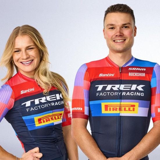 Bekleidung Herren Santini Trek Factory Racing 2025 XC trikot Bekleidung Herren Santini Trek Factory Racing 2025 XC trikot