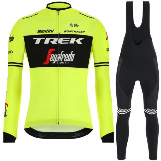 Trek Segafredo 2019 training Fluo gelb Fahrradbekleidung Set Langarmtrikot+Lange Trägerhose UNXRX Trek Segafredo 2019 training Fluo gelb Fahrradbekleidung Set Langarmtrikot+Lange Trägerhose UNXRX