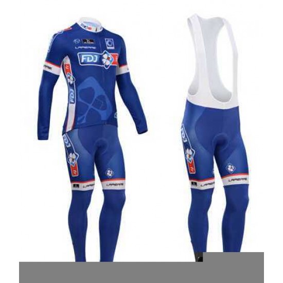 FDJ.fr 2014 Fahrradbekleidung Set Langarmtrikot+Lange Trägerhose blau WIMOQ FDJ.fr 2014 Fahrradbekleidung Set Langarmtrikot+Lange Trägerhose blau WIMOQ