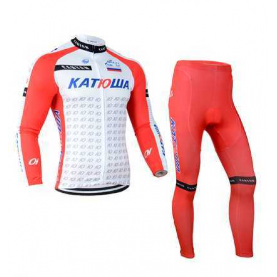 2014 Katusha Fahrradbekleidung Set Langarmtrikot+Lange Radhose Rot weiß RN9P4 2014 Katusha Fahrradbekleidung Set Langarmtrikot+Lange Radhose Rot weiß RN9P4