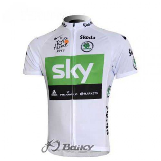 SKY Pro Team Fahrradtrikot Radsport weiß grün LB9AO SKY Pro Team Fahrradtrikot Radsport weiß grün LB9AO